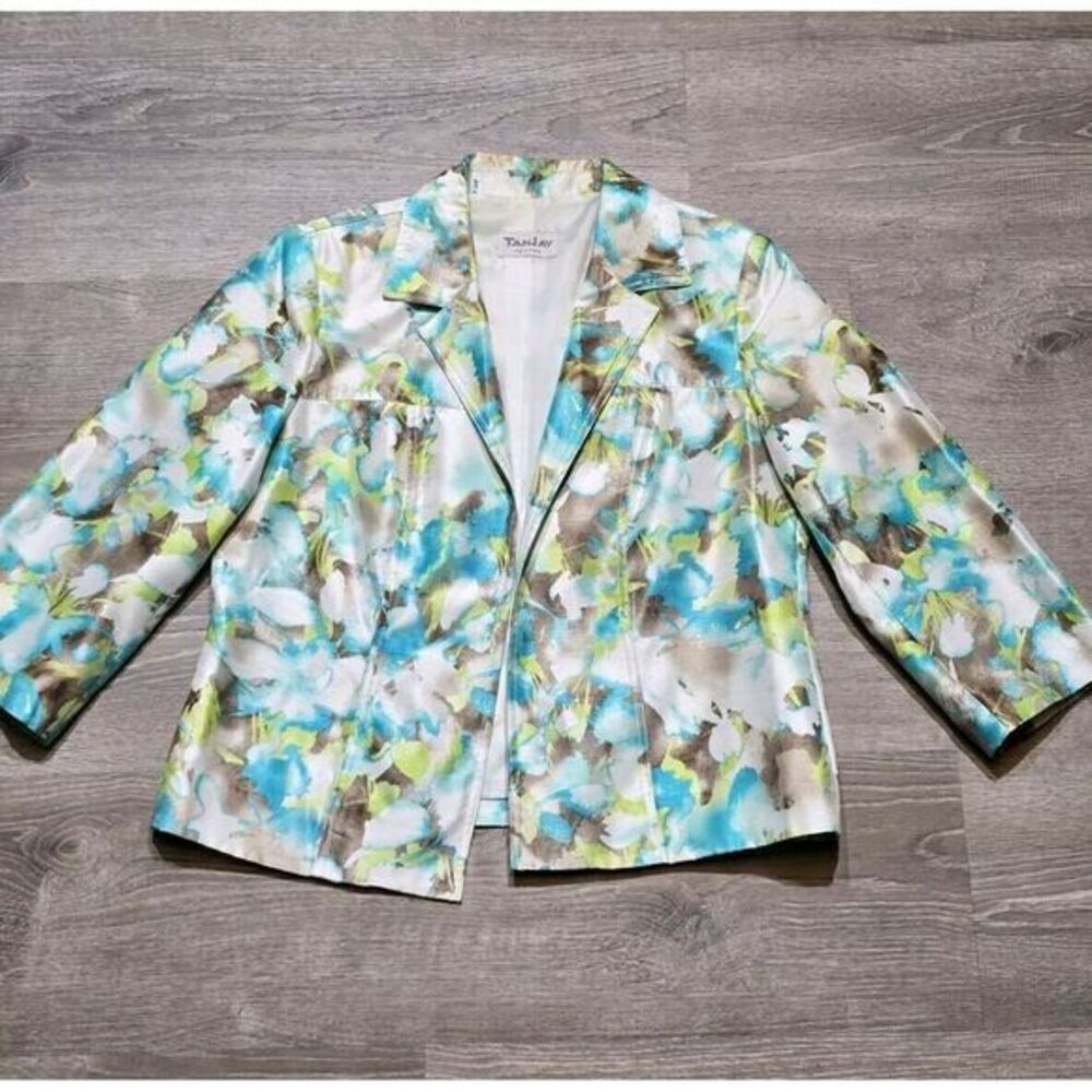 TanJay Petites Women's‎ Spring Abstract Floral Open Front Jacket